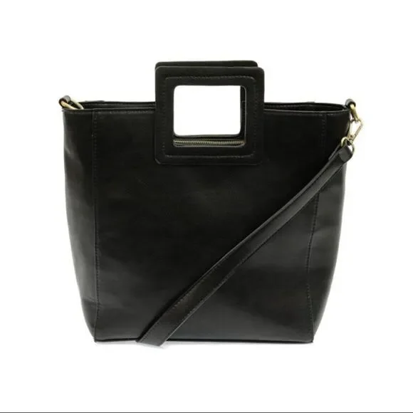 TMRW Studio Antonio Black Leather Tote Bag Square Handle Minimalist - Picture 7 of 8